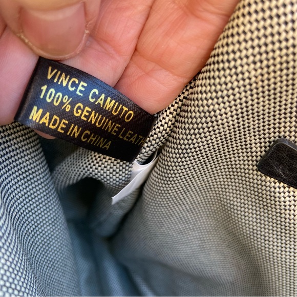 Vince Camuto Black Leather Tote Bag Elvan Style Gold Hardware Work Bag - Picture 7 of 16